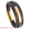 Geflochtenes Herren-Lederarmband in Braun mit Goldmagnetverschluss, Länge 20,5 cm - Braun / Gold / 20.5CM
