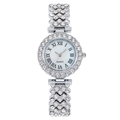 Elegante orologio da donna in argento con numeri romani, cristalli scintillanti e quarzo - Argento