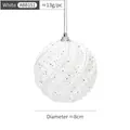 Pallina di Natale bianca da 8cm con paillettes perlate e cordino d'argento - Armatura saia / Bianco
