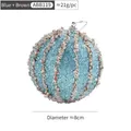 Blue and bronze glitter foam Christmas ornament ball with sparkling sequins 8cm - 8CM Blue Sequin Vertical Stripe Ball / Blue