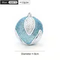 Palla di Natale blu 8cm con glitter e decorazione foglia con gancio argento - 8CM/12G / Blu