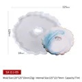 Irregular wave edge silicone coaster mold with marble resin finish and dimensions - SX-DJ-09 Large Wave Round