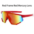 Sport cycling sunglasses featuring a red frame and red mirrored colorful lenses - Red Frame / Red Mirror Lens