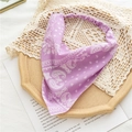 Detail of light purple paisley headband with elastic band on a wooden tray with lace - Purple