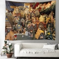 Arazzo natalizio con villaggio europeo, case a graticcio e paesaggio invernale innevato - 150x130cm / Stile 3-Villaggio Europeo