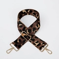 Adjustable leopard print replacement strap with gold metal hooks for shoulder bags - Brown