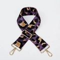 Leopard print replacement purple wide shoulder strap with durable golden metal buckles - Purple