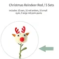 5-set DIY Christmas reindeer bouquet materials with antlers, ears, eyes and red nose balls - Christmas Deer Red 5 Sets/Pack