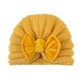 Bright yellow baby turban hat with a large velvet bow on a clean white background - Yellow