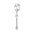 Silver hexagram ear cuff with a dangling cone spike chain in punk gothic style - Hexagram / Steel