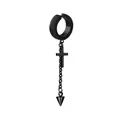 Pendiente punk negro con un colgante de cruz de acero inoxidable y cadena - Cruz / Negro