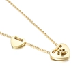 Collana dorata con ciondolo a cuore e zampa di gatto intagliata, finitura lucida - Oro (KN115130-KFC)
