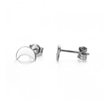 Macro shot of silver moon shaped stud earrings with butterfly backings and needles - Silver