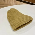 Berretto invernale in maglia giallo senape con trama a costine spesse e calda fodera - Adulto 53-58CM Circonferenza Testa / Giallo Terra