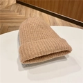 Berretto invernale in maglia grossa kaki e grigio chiaro, caldo cappello termico a coste - Adulto 53-58CM Circonferenza Testa / Rosa Antico