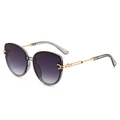 Cat eye sunglasses with gold metal hollow frames and purple gradient lenses - A03 Z-4 / Grey Frame Double Grey