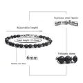 Adjustable 6mm dark grey lava stone beaded bracelet with durable stainless steel clasp - Lava Stone