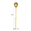 Golden heart-shaped long handle stainless steel coffee spoon with 18cm length and slim design - Long Heart Ice Spoon / Gold