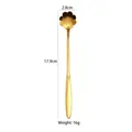 Golden sunflower shaped stainless steel coffee spoon with dimensions and 16g weight - Long Cosmos Ice Spoon / Gold