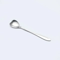 Minimalist heart-shaped stainless steel spoon with polished metallic finish on white background - Heart Coffee Spoon / Silver