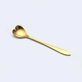 Golden heart-shaped stainless steel coffee spoon with elegant slender handle design - Heart Coffee Spoon / Gold