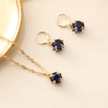 Détail d'un ensemble collier et boucles d'oreilles en cristal bleu et métal doré - 5# Ensemble Bleu Roi