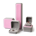 Pink and gray velvet jewelry box set including ring, pendant and necklace cases - Gray Powder; Ring Box (can Hold Earrings)