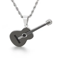 Collar de guitarra hip hop con cadena de cuerda plateada y colgante de guitarra negro y plata - Estilo Negro (KP97011-WGMJ) / Solo Colgante