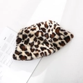 Cappello alla pescatore in peluche leopardato marrone e beige in finta pelliccia - Regolabile (56-58cm) / Leopardo Beige
