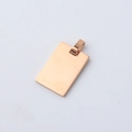 Macro shot of rectangular rose gold stainless steel pendant with smooth mirror finish - 15*22mm / Rose Gold