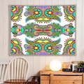 Arazzo bohémien con motivi paisley gialli e verdi per decorazione di pareti - 150x130cm / Stile 1 (Mandala Giallo Verde Rosso)