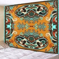 Arazzo da parete etnico bohémien con mandala arancione e turchese per la cameretta - 150x130cm / Stile 2 (Mandala Arancione)