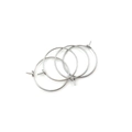 Three pairs of silver metal hoop earrings with simple clasp on white background - 20mm / White K/Silver