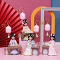 Ancient style Chinese four beauties resin figures set with lanterns and desks - 4 Arts Princess Set with Lamp (24-25)