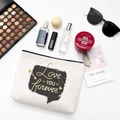 Beauty case in cotone beige con stampa cuore Love YOU forever per San Valentino - Stile F-Love YOU forever