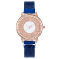 Orologio da donna in oro rosa con lunetta in cristallo e cinturino in maglia blu - Blu scuro