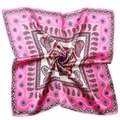 Elegant 50x50cm pink satin square scarf with classic paisley patterns and a silky finish - Cashew