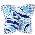 Blue abstract geometric pattern satin square scarf 50x50cm with silk-like glossy finish - Light Blue Striped