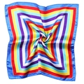 50x50cm satin square scarf featuring colorful geometric square patterns and silk texture - Rainbow