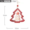 Red and white wooden Christmas tree pendant with reindeer motifs and size markers - Red Tree