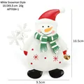Christmas snowman metal ornament with red hat and gold bell hanging decoration - White Snowman
