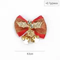Mini Christmas bow ornament in golden yellow with red silk ribbon and small bells - 4.5CM/Style B (Golden Yellow)
