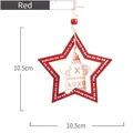 Red and white wooden star Christmas ornament with reindeer patterns, 10.5cm hanging star - Red Pentagram