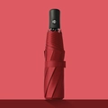 Automatic 12-rib folding umbrella in bright red with a matte black handle and open button - 8 Bone Automatic Black Glue Wine Red