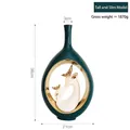 Slim tall ceramic vase in emerald green and gold featuring a white reindeer sculpture - Lifetime Companionship Deer Vase Slim Tall Style-Green Gold