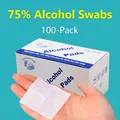 Salviette imbevute di alcol al 75% monouso in confezione da 100 per la sterilizzazione - Confezione Grande in Inglese / 6x6cm/100 Pezzi Scatola
