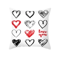 Federa quadrata per San Valentino con cuori e scritta Love You in rosso e nero - 45x45 cm / Cuore Love You Bianco (DRD325-5)