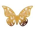 Detailed macro view of golden hollow butterfly wall sticker with intricate floral patterns - Reflective Gold