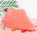 Orange baby sensory security blanket with soft dotted fabric and colorful ribbon tags - Rose Red