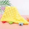 Yellow bubble velvet baby security blanket with colorful sensory tags and soft texture - Yellow
